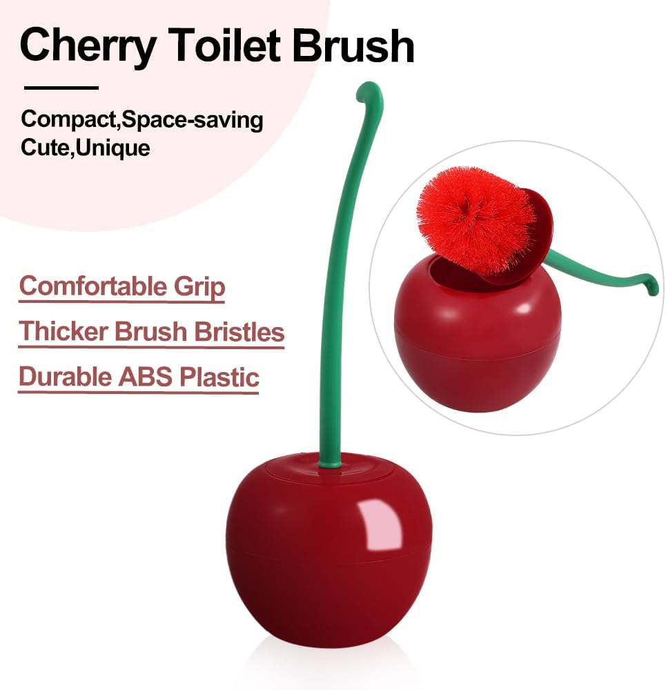 Cherry Toilet Brush Long Handle Soft Hair Cleaning Brush Toilet Brush Holder Set Fruit Bathroom Decoration Bathroom Accessories