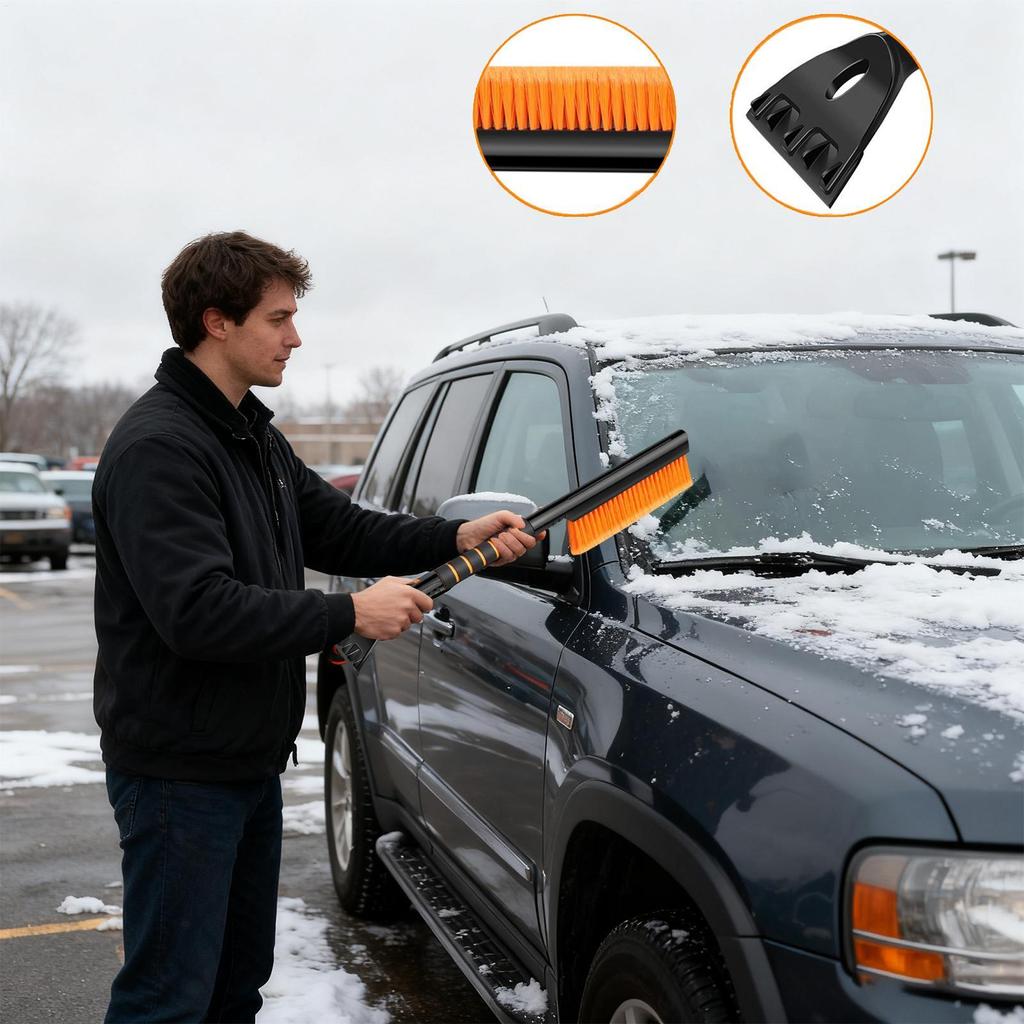 Car Ice Scraper Clean Squeegee Snow Brush With Squeegee For Winter Snow Ice Frost Truck SUV Window Vehicle Windshield