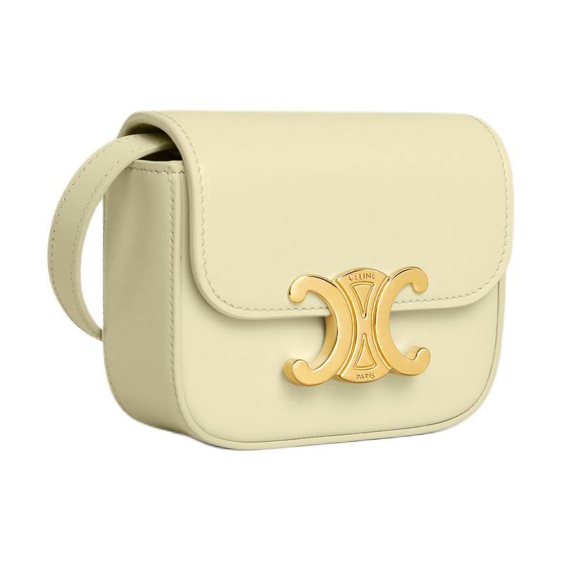 Celine Claude Triomphe Snap Closure Detachable Adjustable Shoulder Strap Glossy Calfskin Crossbody Shoulder Bag Mini Women Bags 10I513DPV-11LY