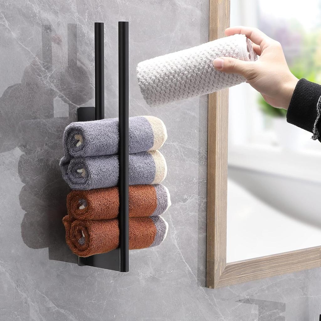 Stainless Steel Towel Rack No Drilling Towel Bar Bathroom Holder Self-adhesive Bathroom Kitchen Towel Hand Towel Rack Shelf