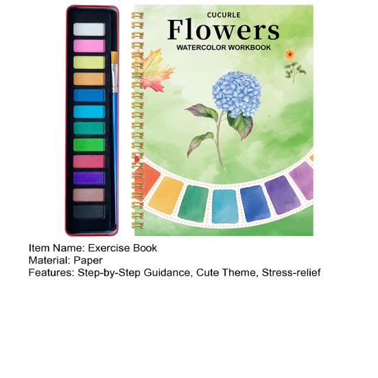 Watercolor Workbook Step-by-Step Painting Guide Watercolor Paint Set Nature-inspired Coloring Water Coloring Book