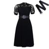 2024 European American Style Women Lace Pleated Short Sleeve Dress