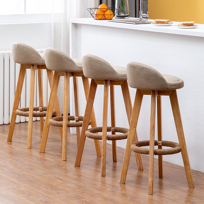 Nordic Solid Wood Swivel Bar Stool - Modern Minimalist Design for Home Bars