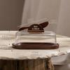 Covered Butter Serving Tray with Wood Base and Acrylic Lid for Counter Placement, Dining Service, and Simple Cheese Presentation Daily