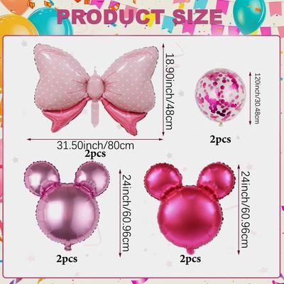 1 Satz rosa Maus Schleife Knoten Ballons, geeignet für Minnie, Disney, Babyparty, Hochzeit, Geburtstag, Jubiläum, Party Szene Mädchen