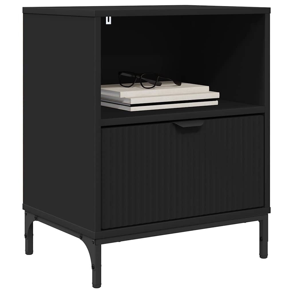 Nightstand with Drawers Black 49 X 36 X 61 Cm Engineered Wood