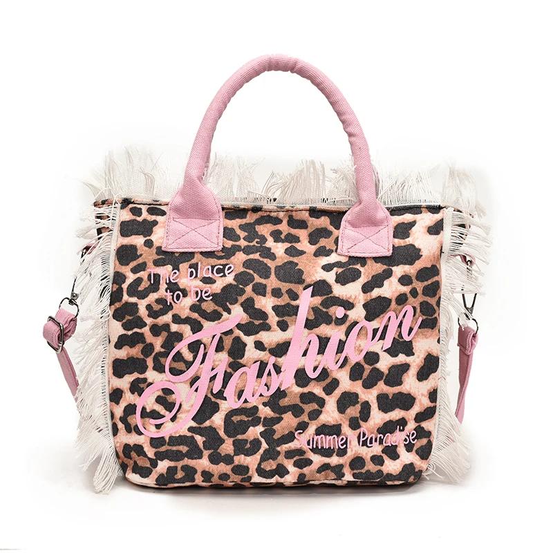 Sommer Neue Buchstaben Quaste Umhängetaschen 2026 Hohe Qualität Leopard Süß Pendler Tragetaschen Verkauf Vielseitig Lässig Damen Taschen rosa