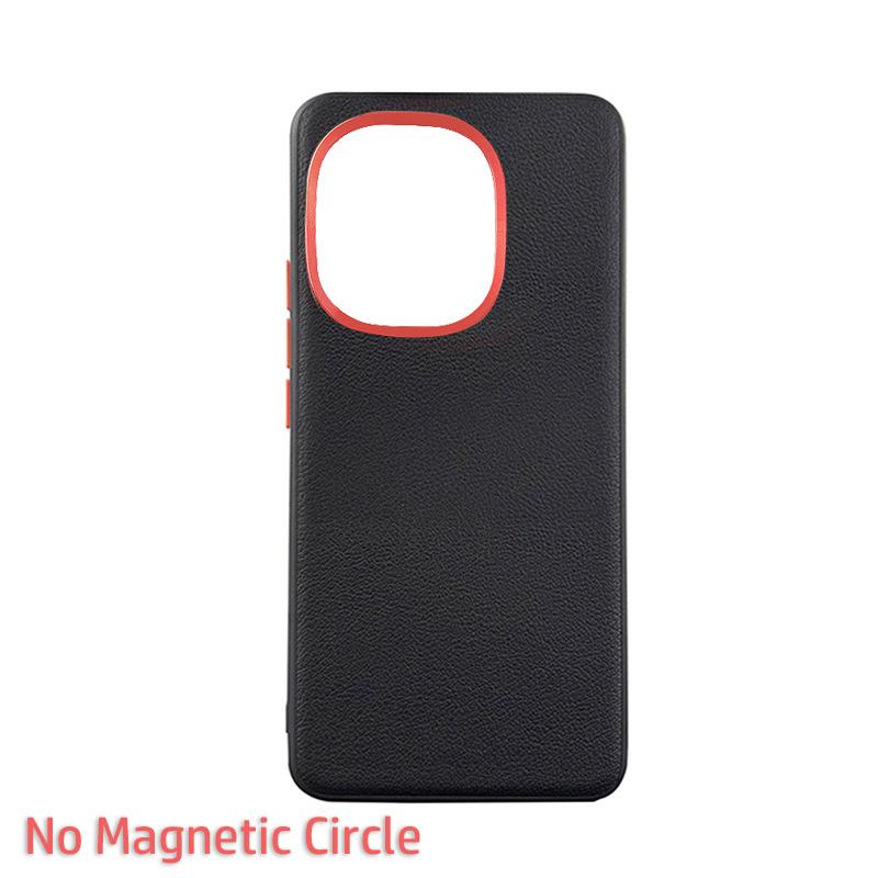 Leather Case For OnePlus 13S 1+ 13T Magsafe Metal Aluminum Alloy Lens Frame Protection Anti-slip Grip Plain Vegan Leather Cover