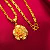 24K Gold Plated Four-Leaf and Small Fish Necklace - Elegant Sand Gold Finish