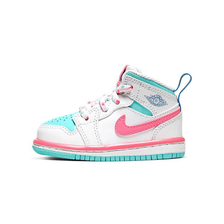 

New Jordan 1 Mid White Pink Green Soar TD 644507-102 23.5