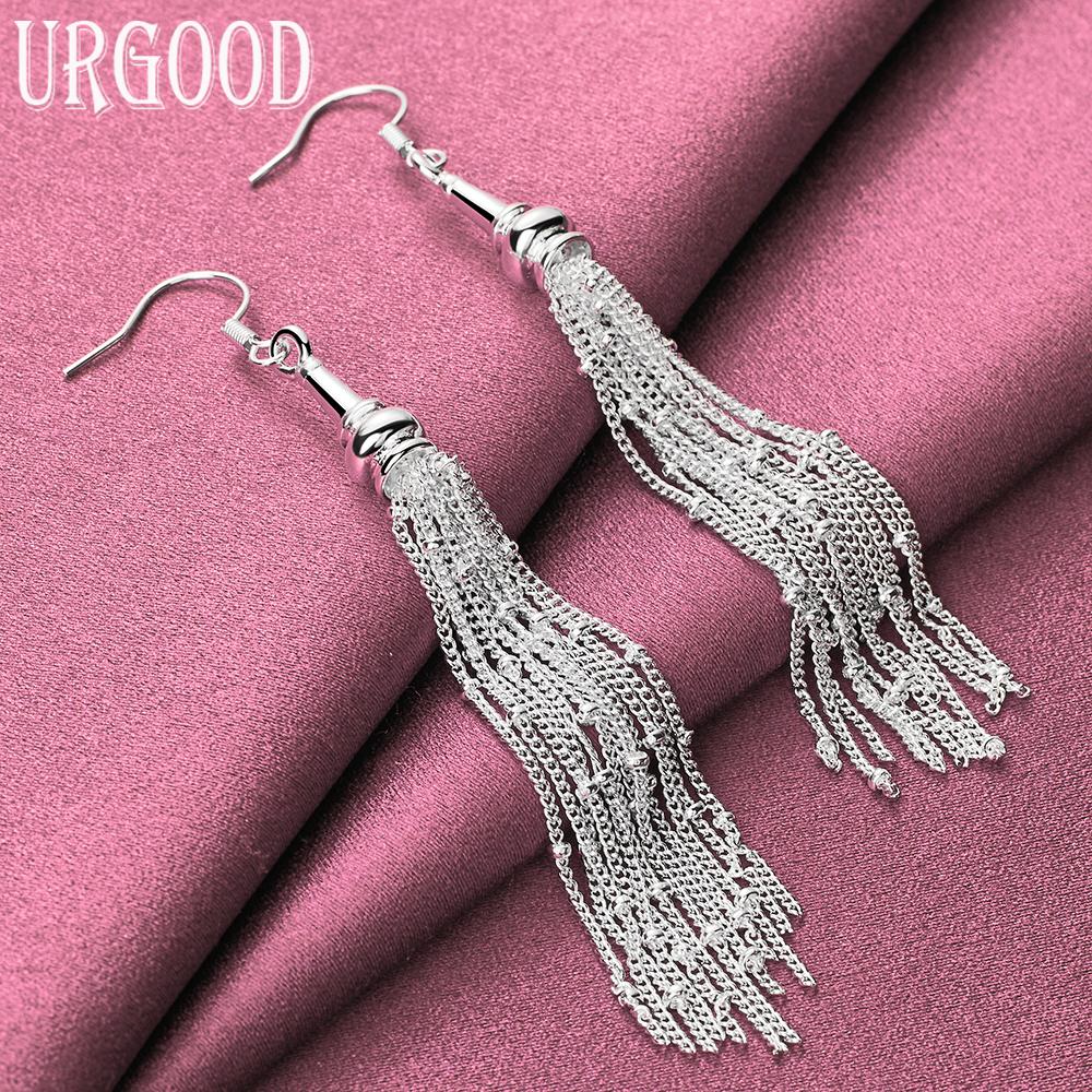 Boucles d'oreilles pendantes barre tendance en argent sterling 925 Bijoux de mariage