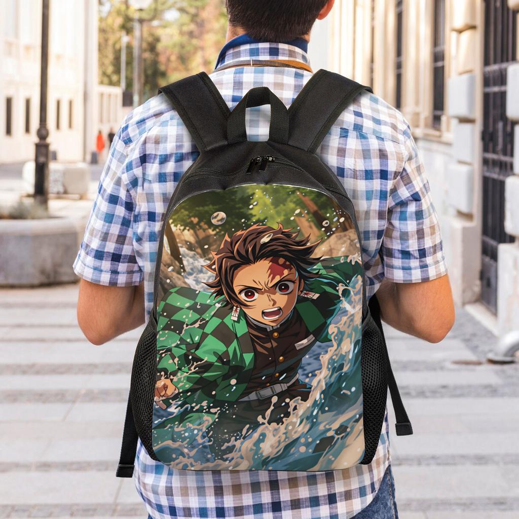 Kamado Tanjiro Backpack Demon Slayered Streetwear Backpacks Unisex Camping Durable School Bags Colorful Rucksack