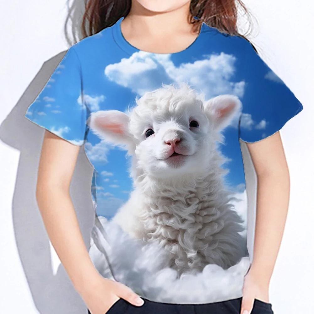 Summer Kids Cute Cartoon Rabbit Tops Tees 3D Print Animal T-shirt Children Short Sleeve Clothing Boys Girls Fashion Streetwear