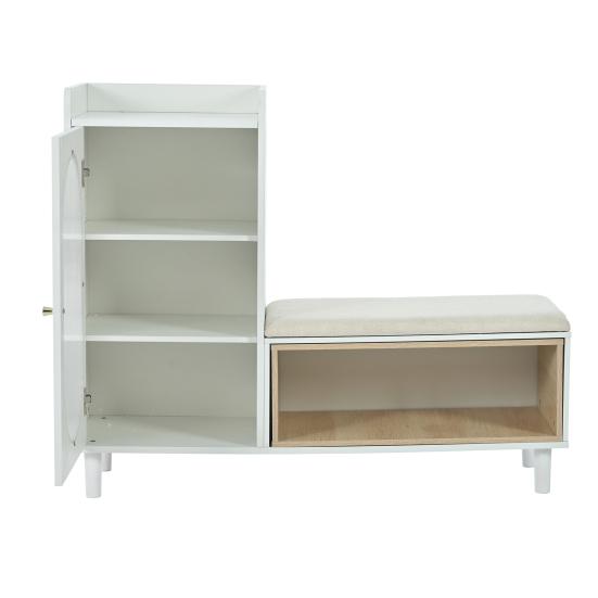 Shoe Cabinet Large Capacity Strong Load Bearing Dustproof Upholstered Seat with Bench Store Shoes Smooth Edge Shoe Changing Stool