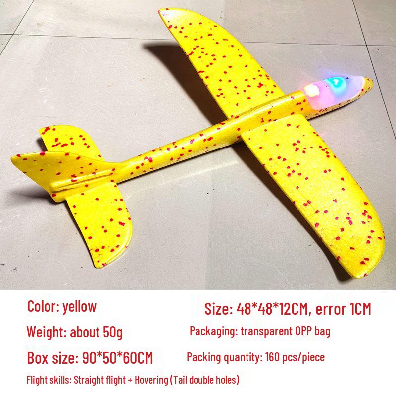 Children's 48CM Luminous Foam Glider Toy - Pure White Model for Outdoor Play