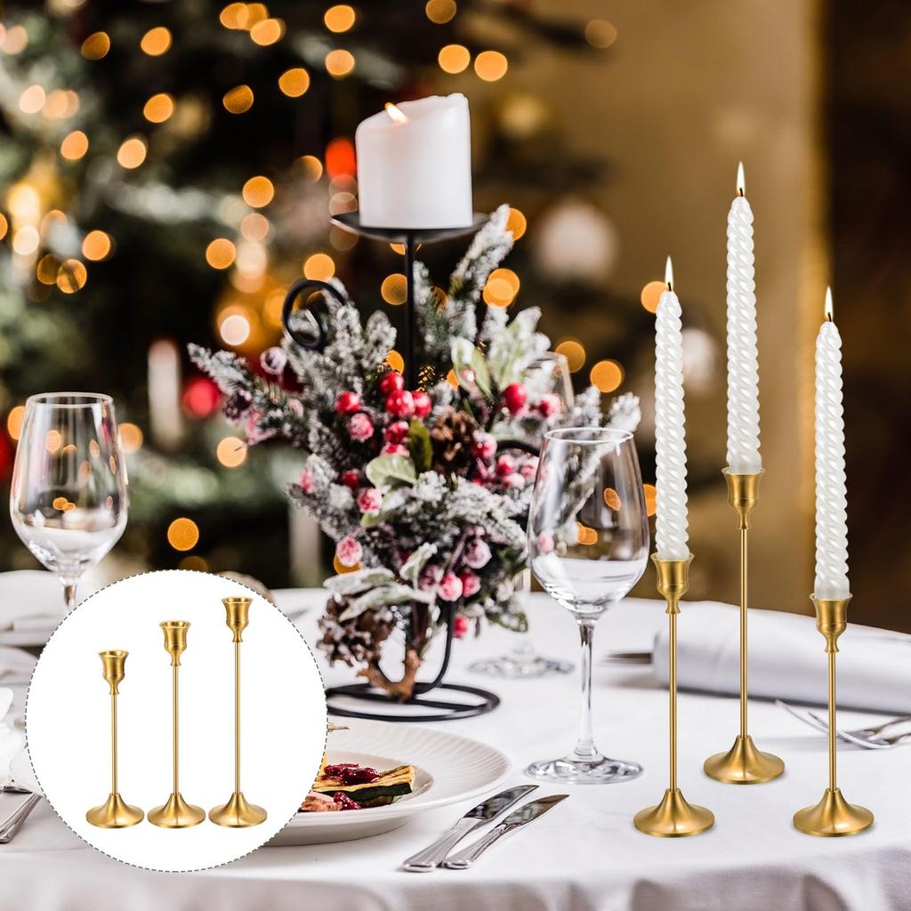 YOKIVE 12 Set Candle Holder with Table Stand Farmhouse Party Gold Multiple Sizes