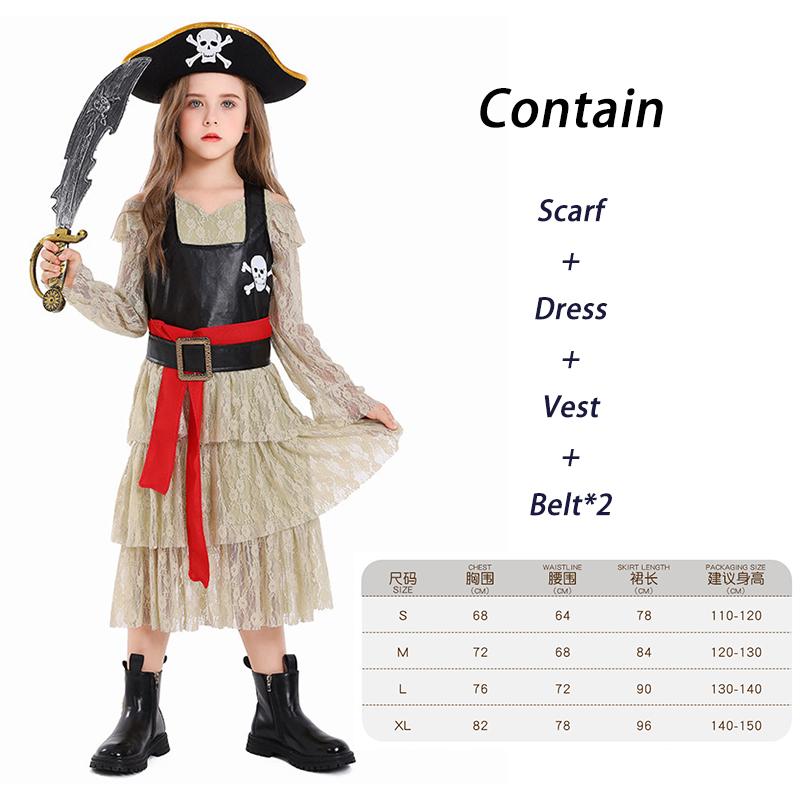 Meiteņu corsāru kapteiņa pirātu cosplay kostīms