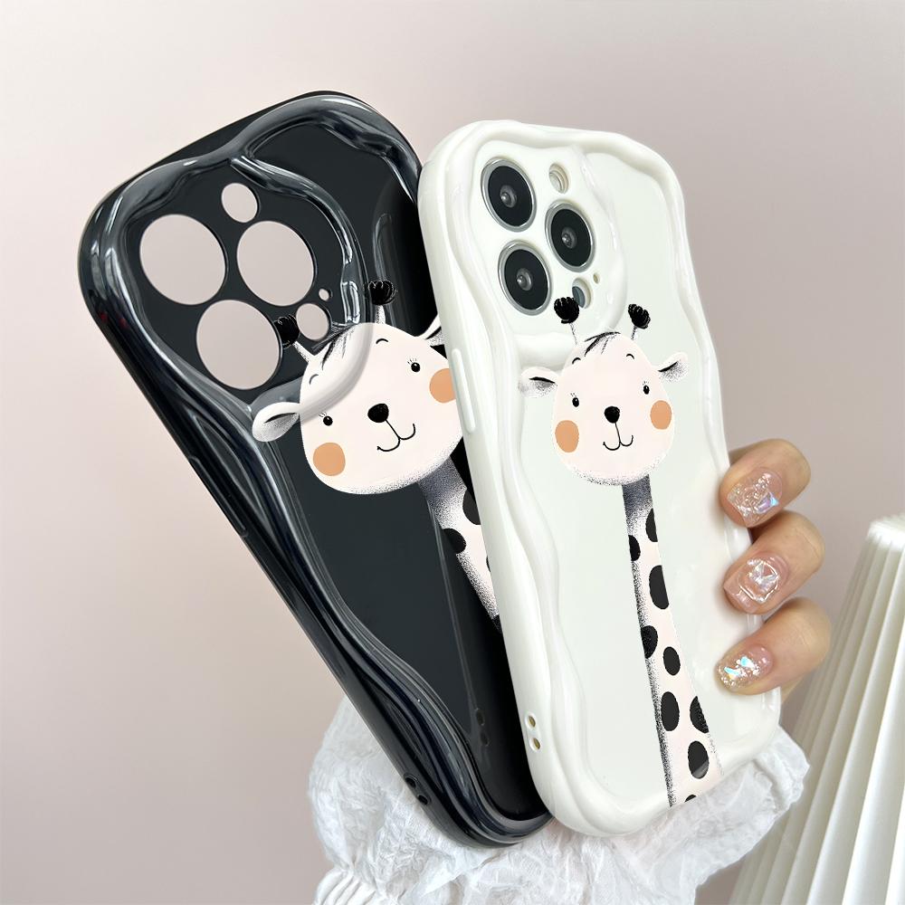 Cute Cartoon Pattern Cream Texture Casing Wavy Edge Soft Silicone Cover Phone Case for Huawei Honor Infinix Tecno iPhone