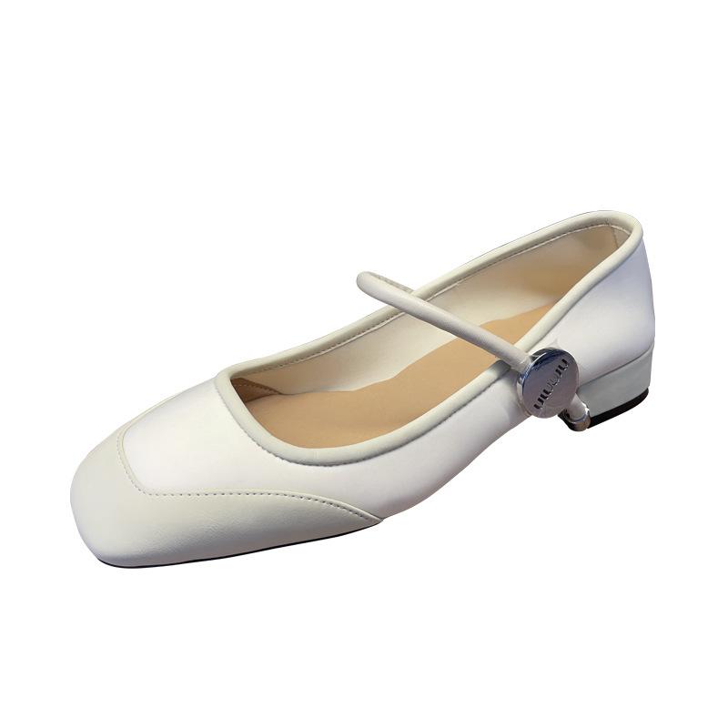 

Версия от-кутюр женской обуви от известных брендов, весна 2025, новая кожаная обувь Мэри Джейн на плоской подошве, маленькие кожаные туфли 40 бежевый