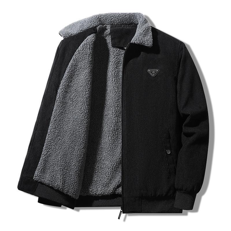 Coats Men's Jackets Spring and Autumn Casual Large Size Workwear Lapel Men's Plush Warm Corduroy Thin Tops