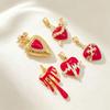Red Crown Heart Pendant Necklace - European & American Cool Style, Copper O-ring Light Luxury
