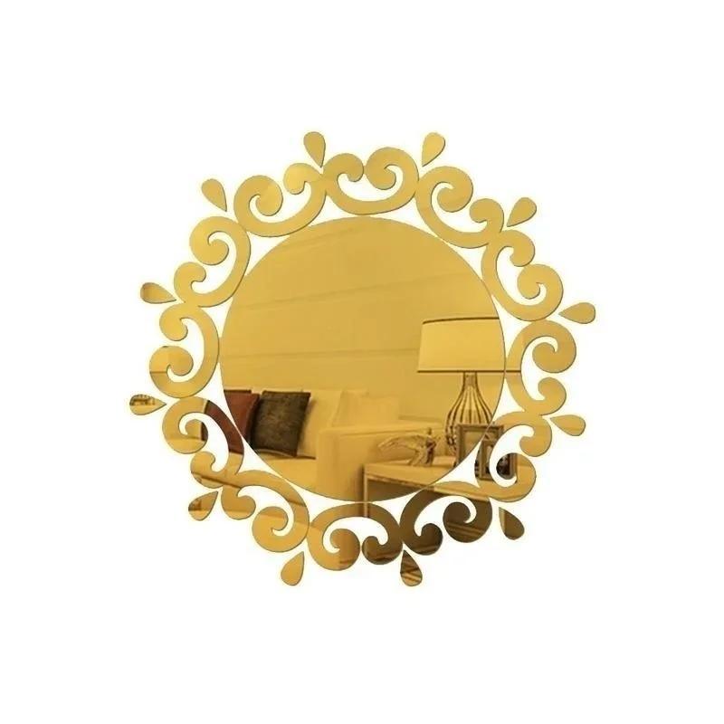 Adesivos de Parede 3D DIY Espelho Decalque de Banheiro Acrílico Decoração de Casa Cor Prata e Dourada Decorações de Parede Adesivo de Parede