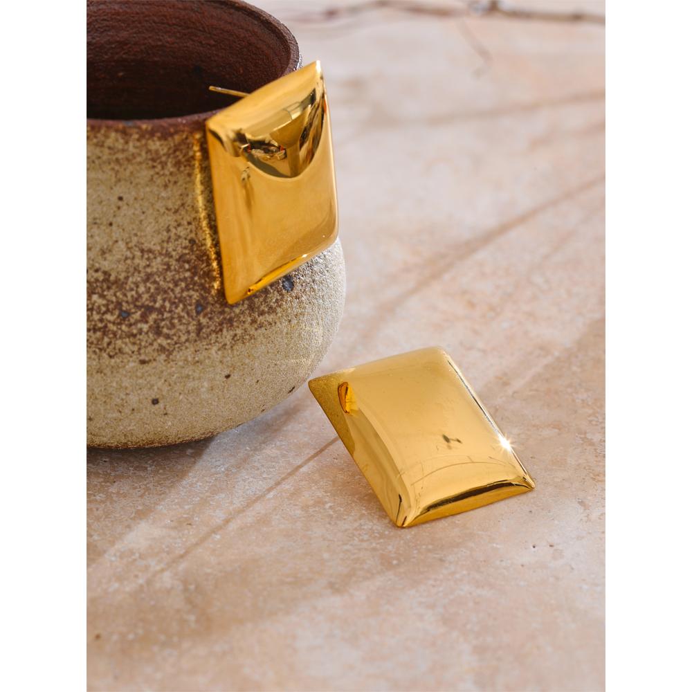 Eetit Glossy Smooth Stainless Steel Rectangle Stud Earrings for Women Minimalist Fashion Daily Jewelry for All Occasions