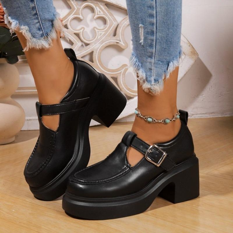 Fashion Shoes for Women 2025 Brand Buckle Strap Women's High Heels Fashion Round Toe Casual Comfortable Versatile Outdoor High Heels