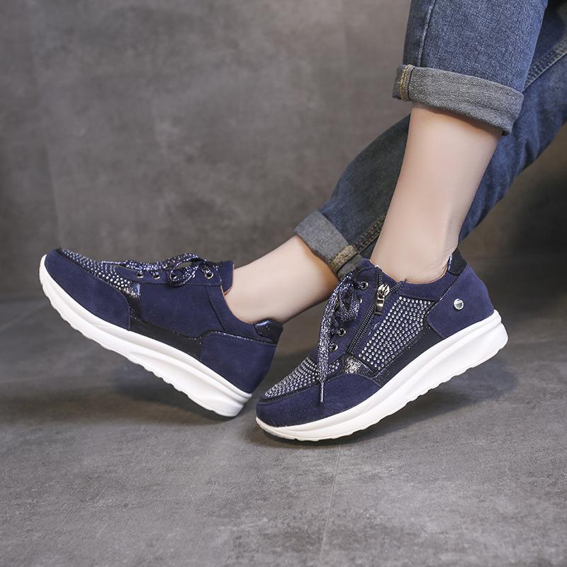 Women's Shoes New Single Shoes Single Shoes Women's New British Heightening Sports Shoes Women's Shoes Wedge Heel Strap Running