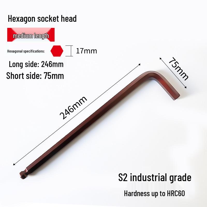 S2 Extended Ball Head Hex Key Wrench, High Strength Hardened 5mm/4mm Hexagonal Tool