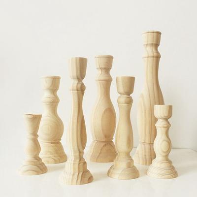 Smoothed Decorations Classic For Party Home Wedding Wood Unpainted Candlesticks Holders Candelabros Candle Stand Candle Holders