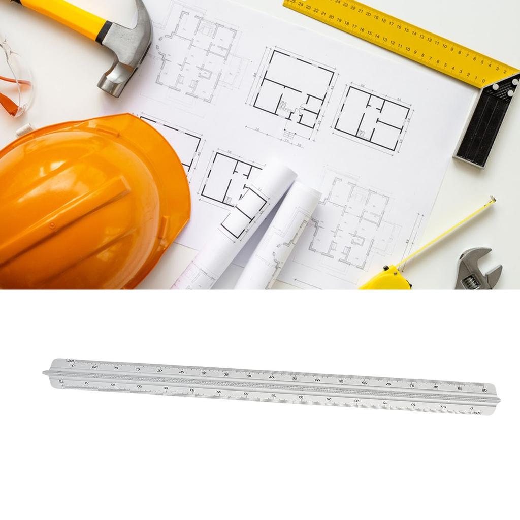 Arctural Scale Ruler 30cm Range Aluminum Accurate Concave Design Multifunctional   Drafting Ruler for Engineering