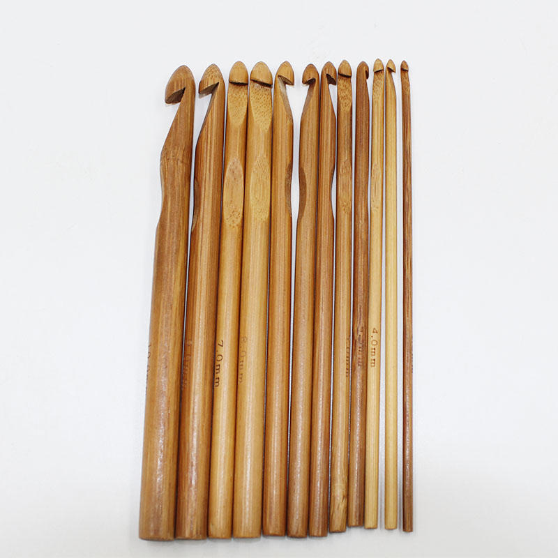 55pcs 11 tailles doubles pointes carbonisé bambou Aiguilles à tricoter Crochet Set