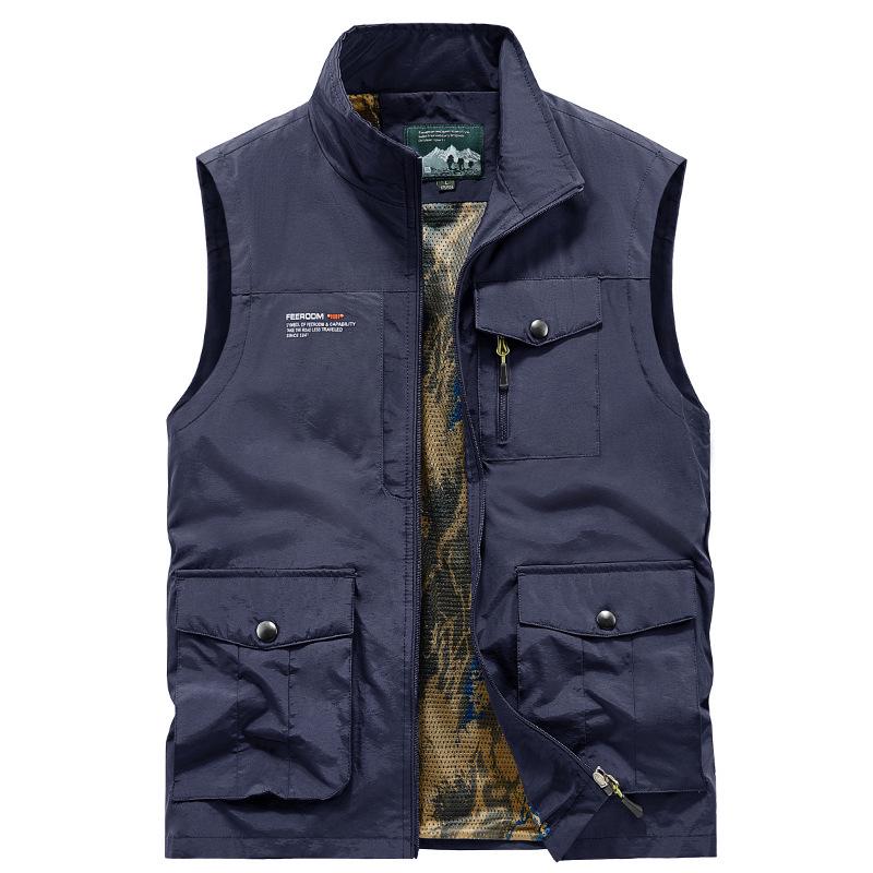 Men's Plus Size 2026 Summer Outdoor Thin Mesh Vest with Multi-Pockets