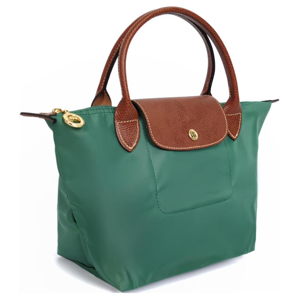 Longchamp Le Pliage Original Minimalist Commuter Logo Textured Nylon Canvas And Leather Dumpling Tote Bag Small Women Tote Bags Sage 1621089P84