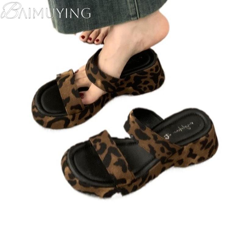 Fashion Leopard Women Flats Slippers Casual Platform Sandals Summer Shoes Fashion 2025 New Woman Trend Flip Flops Open Toe Sandalias
