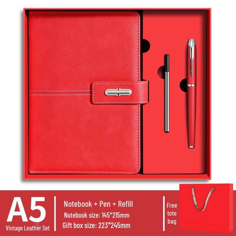 Exquisite Leather-Covered Notebook Set with Buckle - Customizable Student Diary
