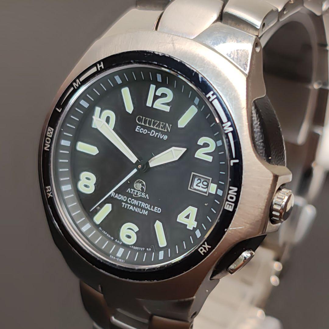 CITIZEN ATTESA Eco-Drive Titanium Radio Watch [Good Condition]