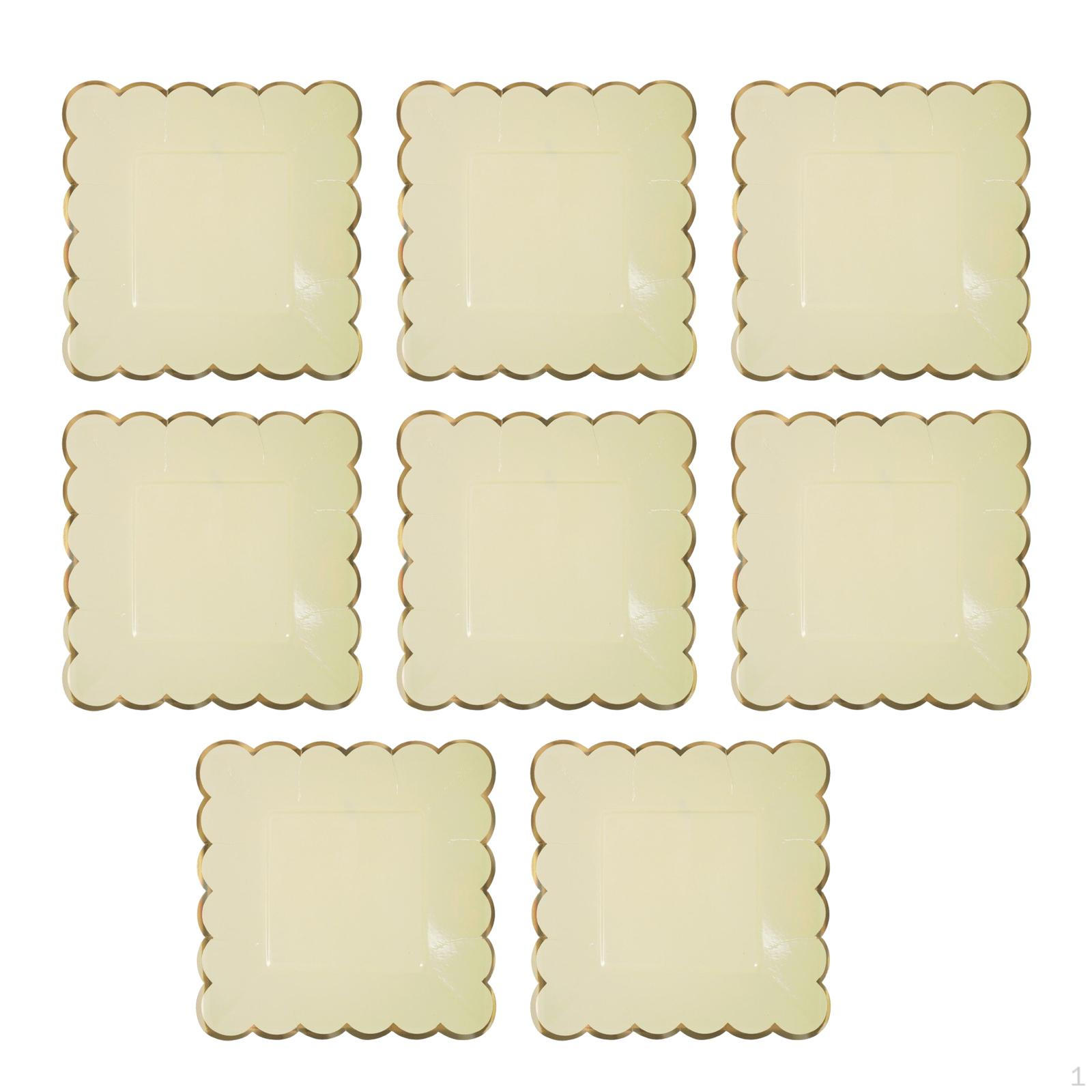 

8Pcs Disposable Paper Plates Set Dinner Decor Decorative Serving Plate for Cake Breakfast жовтий
