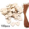 100pcs Christmas Wooden Heart Hanging Ornament Christmas Tree Hanging Pendant Decor DIY Craft