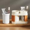 Modern Plastic Toothbrush Holder with Cups Mounted Bathroom Organizer for Couples Non-Electric Toothbrush and Mouthwash Cup Set