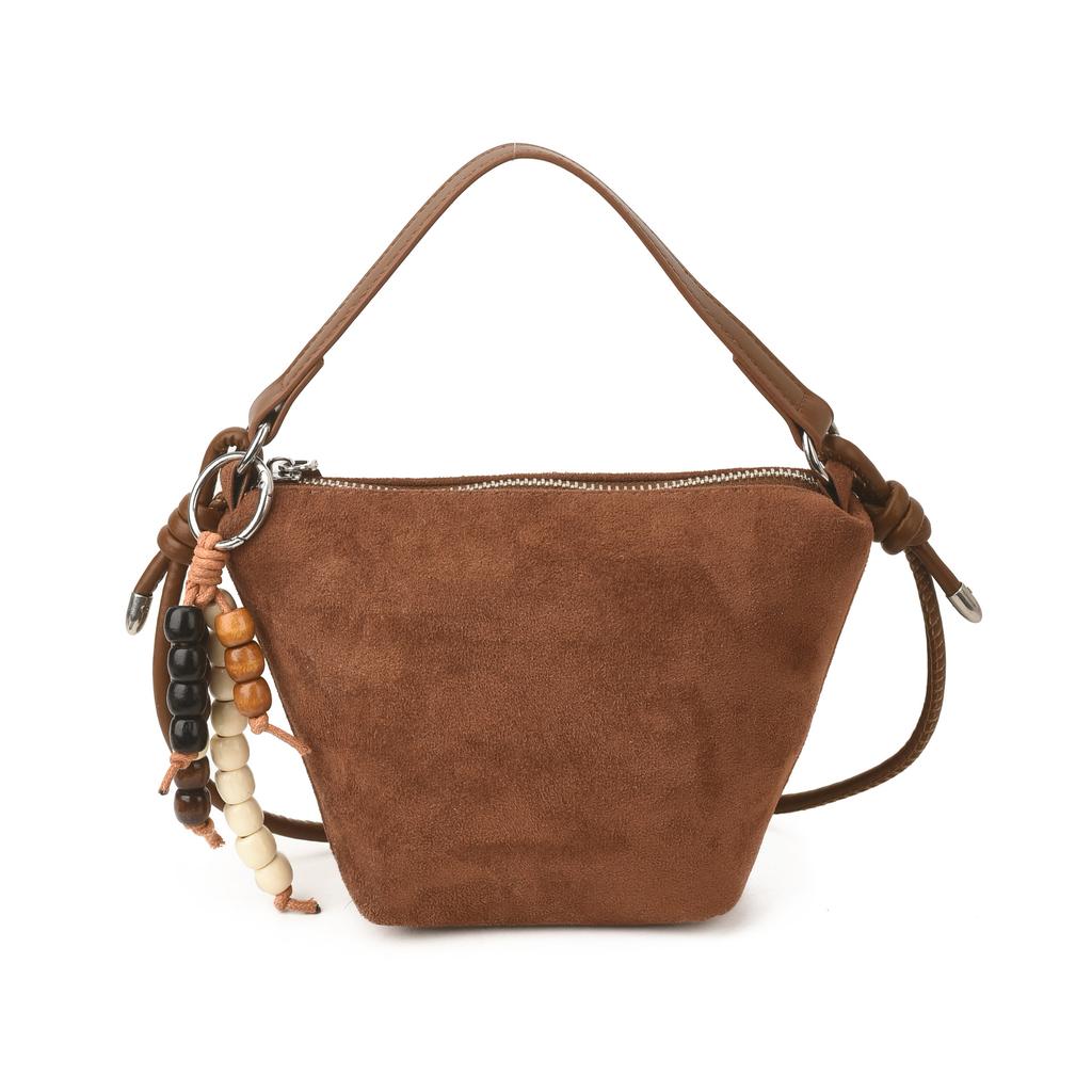 Korean Versi Faux Suede Women Handbags Exquisite Trend Solid Color Zipper Casual Crossbody Bag Simple Versatile Shoulder Bag