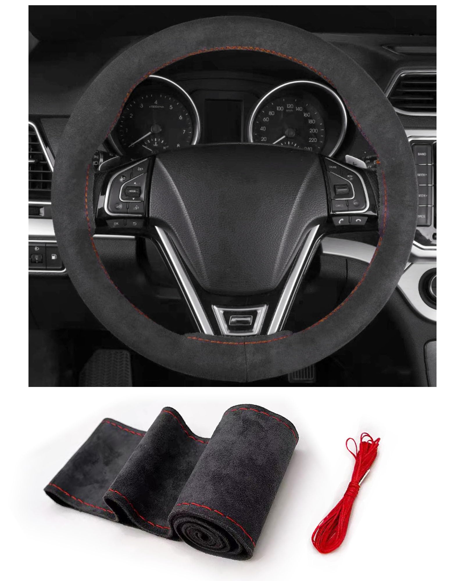

YYANBB Braided Nissan Elgrand E52 Series E51 Series Car Steering Wheel Cover Hand Sewing Elgrand E52 series E51 series чёрный