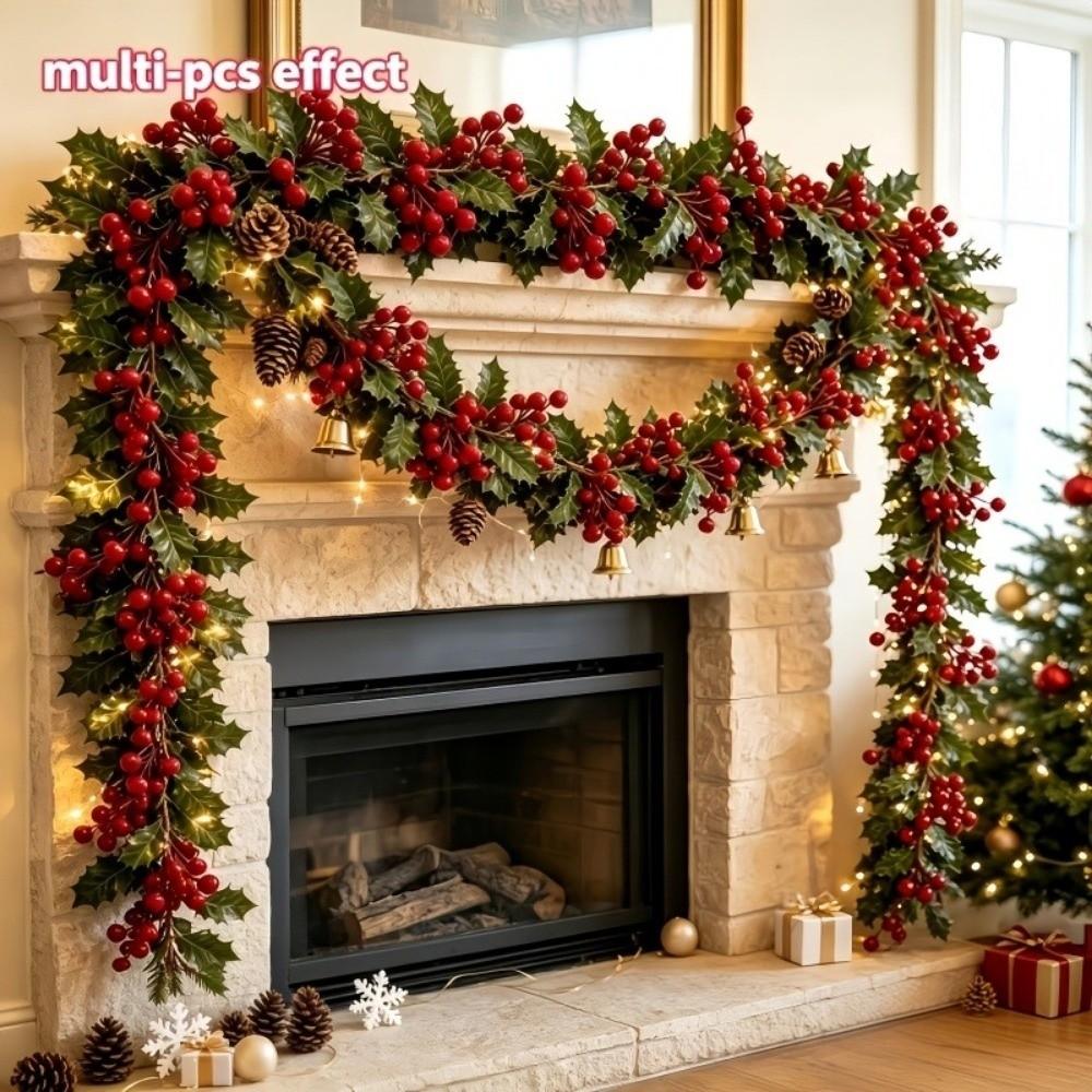 Ultra Long Artificial Holly Garland Vibrant Green Leaves Fake Ivy Garland Halloween