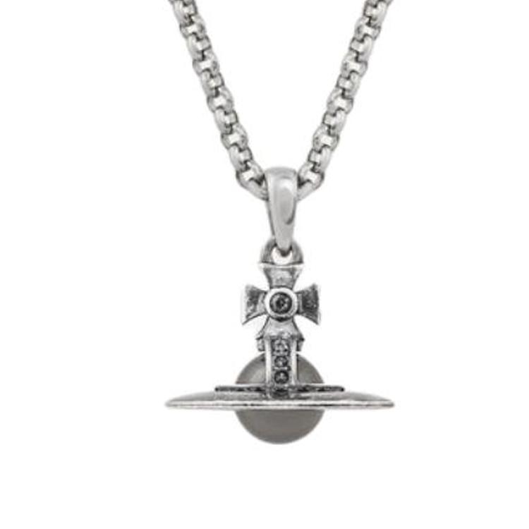 VIVIENNE WESTWOOD Petite Orb Pendant Necklace Men Necklace Silver Night-Gray 8053195237623