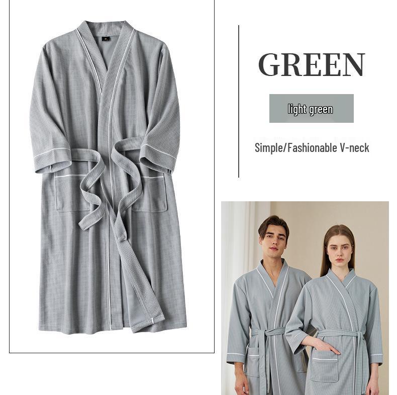 Accappatoi Waffle per Coppia Primavera/Estate: Pigiama Yukata Taglie Forti da Uomo e da Donna, Ampio, Assorbente, Traspirante per Tutte le Stagioni.