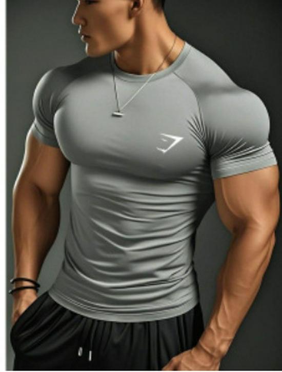 GYMSHARK Men's Quick-Dry Breathable Compression Short Sleeve T-Shirt