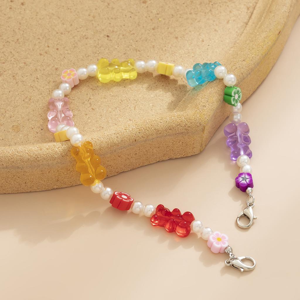 Accessories, single personalized imitation pearl chain foot decoration, creative color random flower soft pottery shoe chain