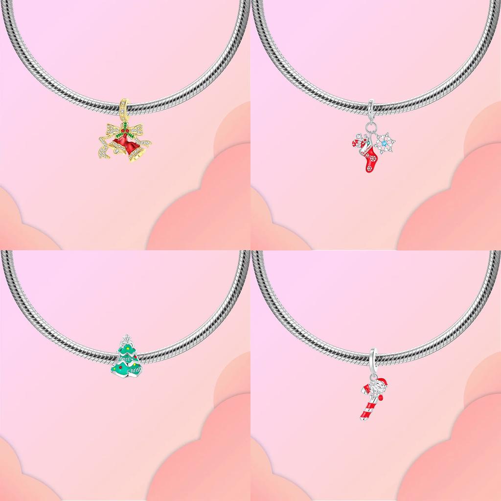 Copper Elk Bell Christmas Series Charms Fit Original 4Mm Aperture Bracelet Charm Beads Necklace Diy Female Jewelry