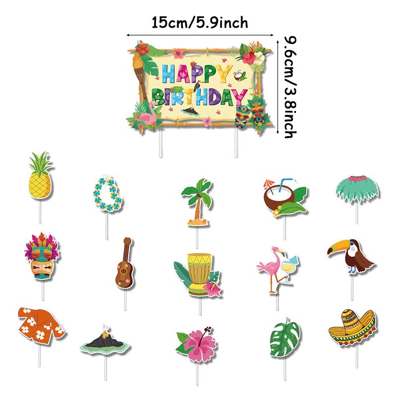 Hawaiian Flamingo Theme Pineapple Coconut Tree Pattern Children Birthday Anniversary Celebration Summer Party Decoration Banner